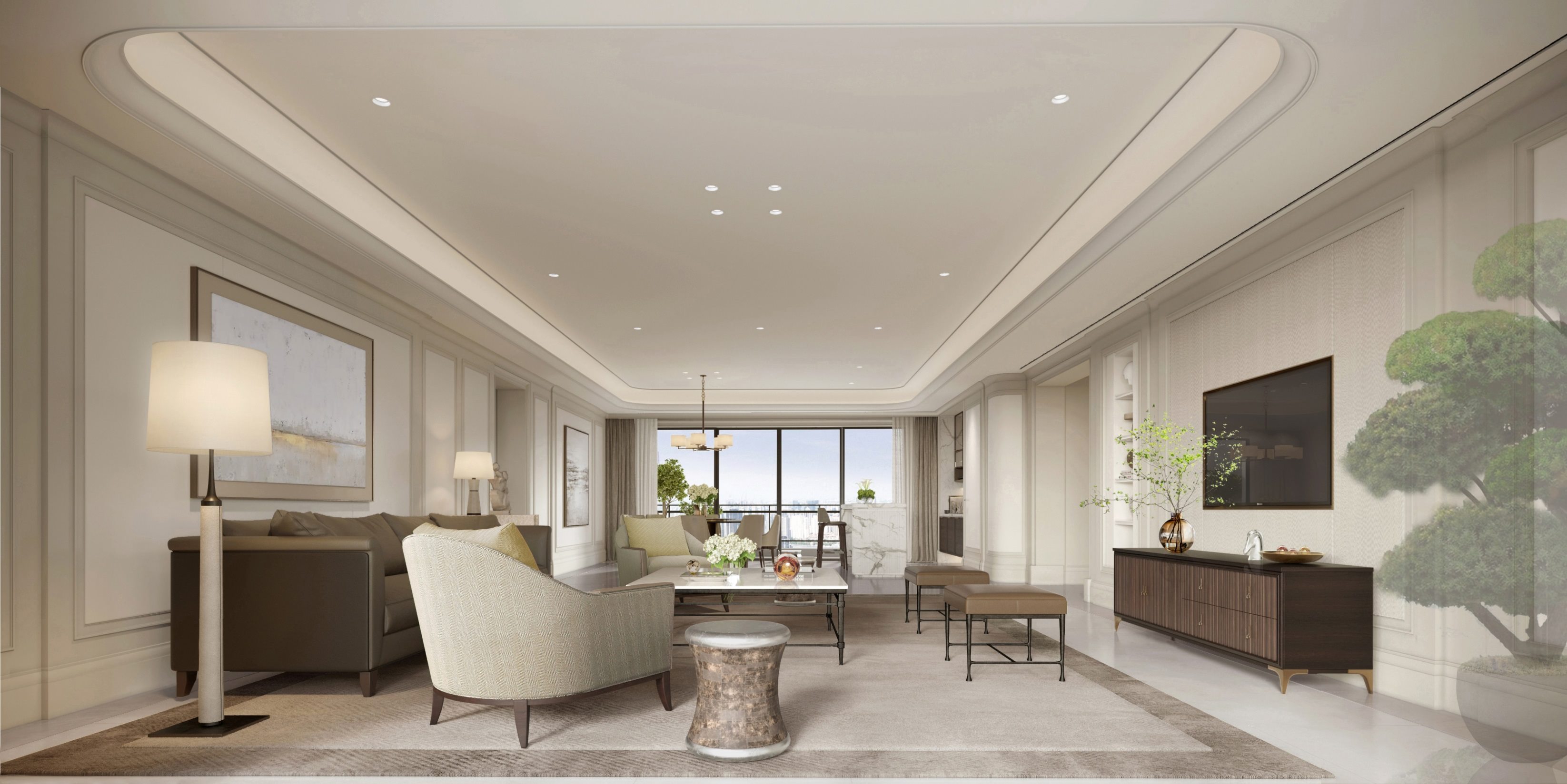 Living room proposal for a residence in Mauritius