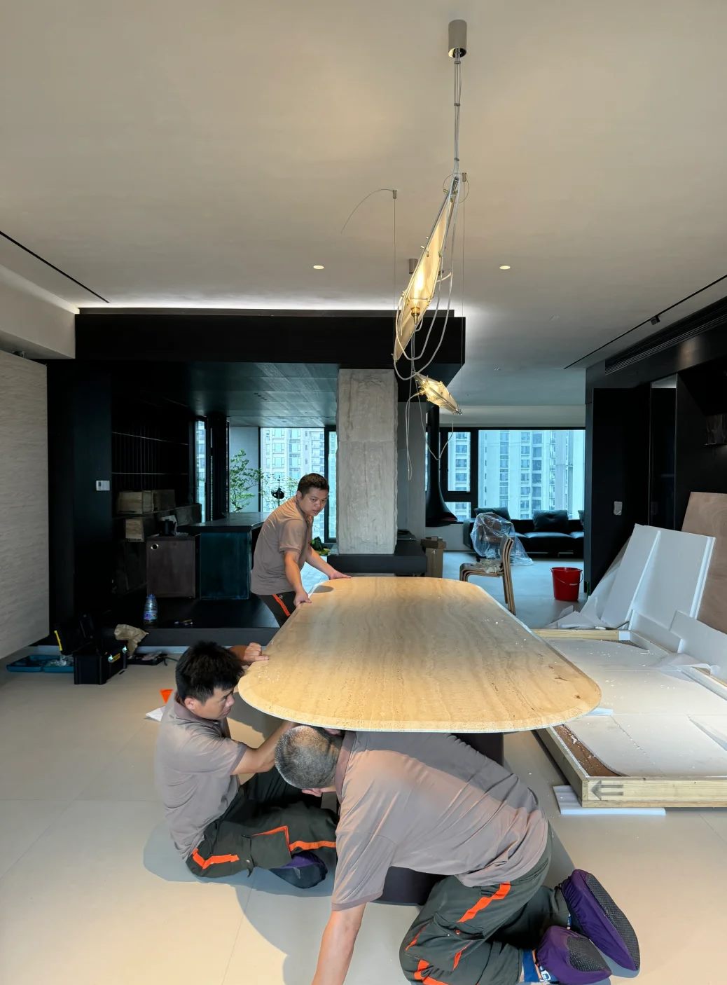 Furniture being installed inside a client residence