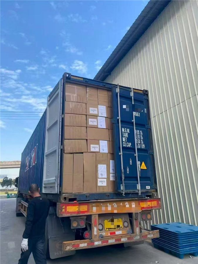 Furniture cartons loaded into a container